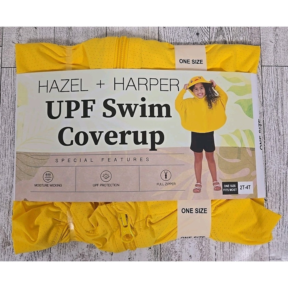 HAZEL + HARPER Swim Coverup Yellow Duck Full Zipper One Size 2T-4T UPF NEW